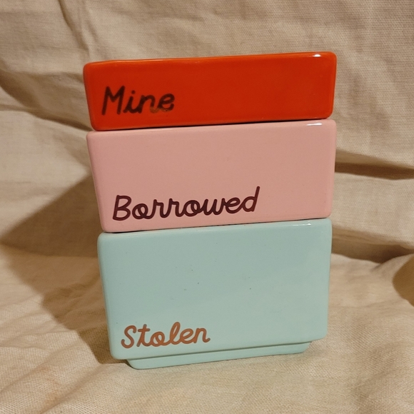 Stackable Mine Borrowed Stolen Office/Desk Containers Set 3 - Picture 3 of 3